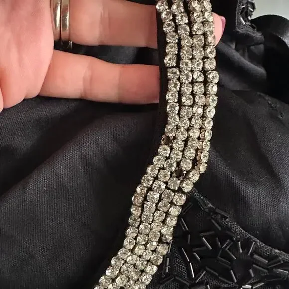 FLAWED - NWT Mac Duggal Beaded Sleeveless High Neck Column Gown Black 4 #8517 - Picture 9 of 13